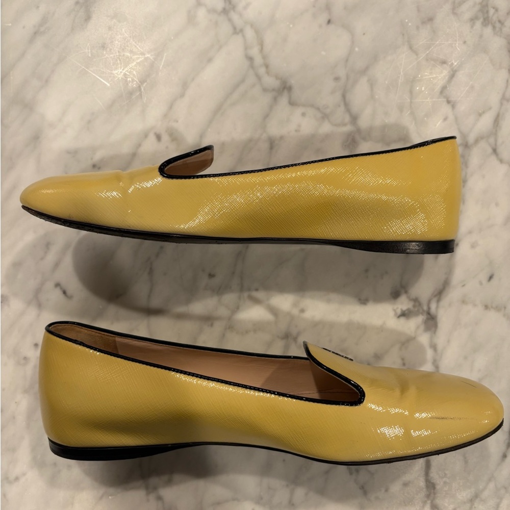 Prada Yellow Flats Sleek Minimalist Design - Picture 3 of 11